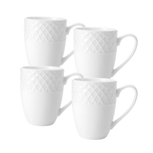 Trellis White Set of 4 Mugs