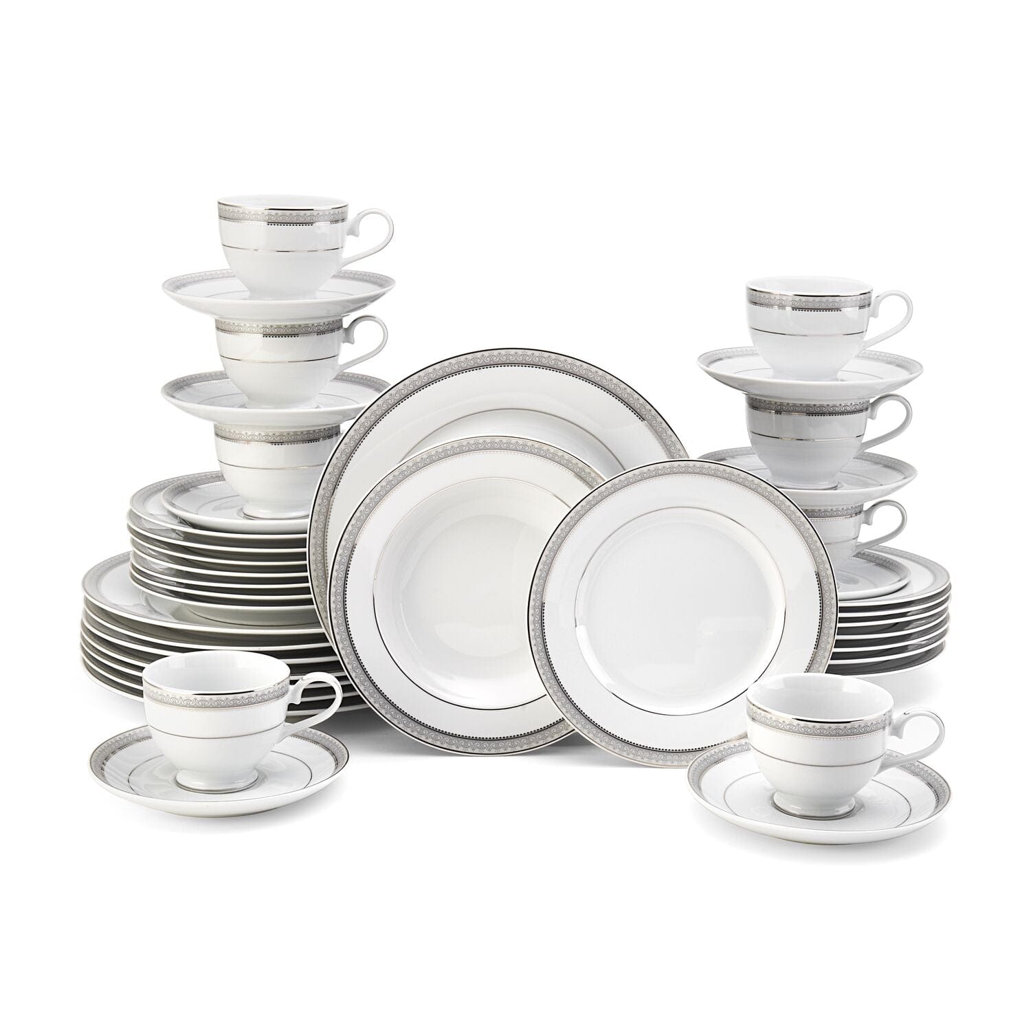 Platinum Crown 40 Piece Dinnerware Set. Service for 8
