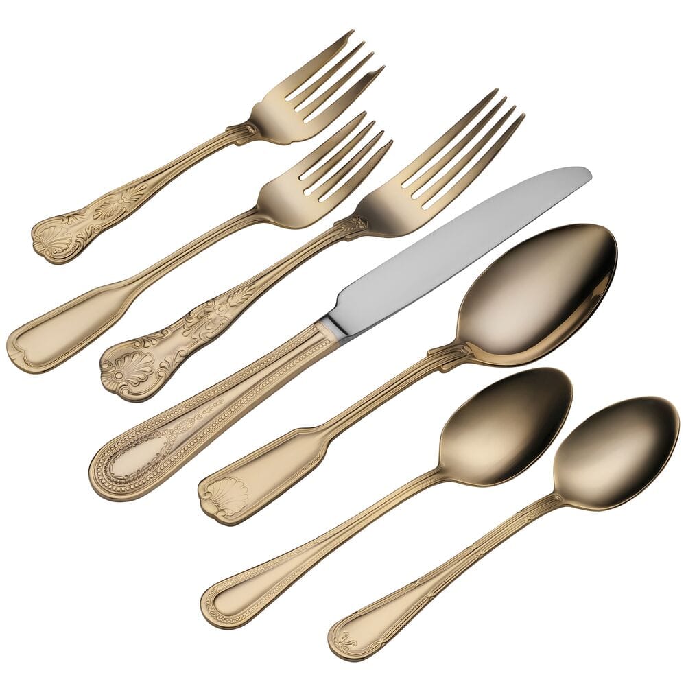 Hotel Gold Plated 90 Piece Flatware Set. Service for 12