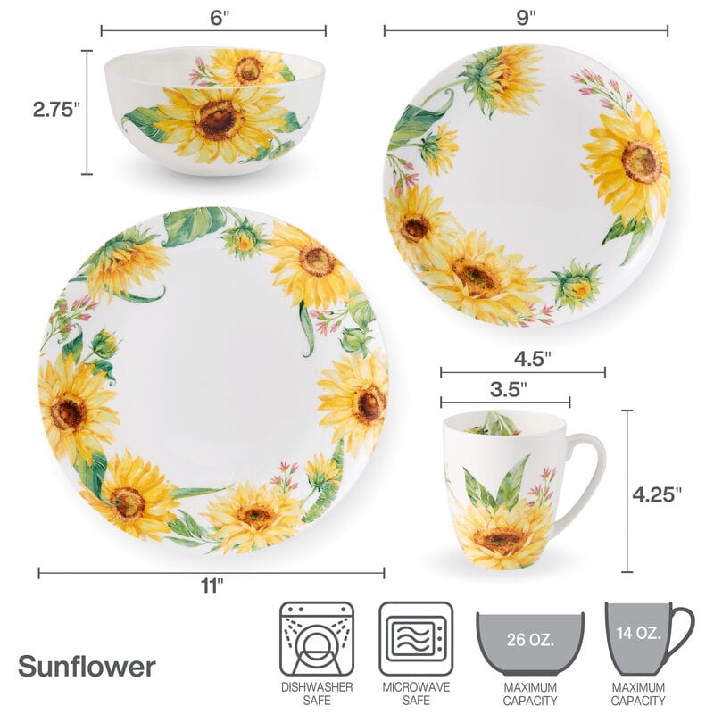 Sunflower 16 Piece Dinnerware Set. Service for 4 - Image 3