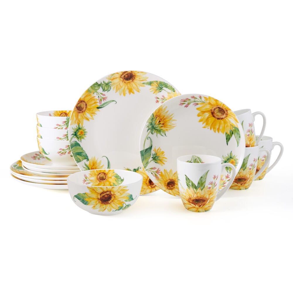 Sunflower 16 Piece Dinnerware Set. Service for 4