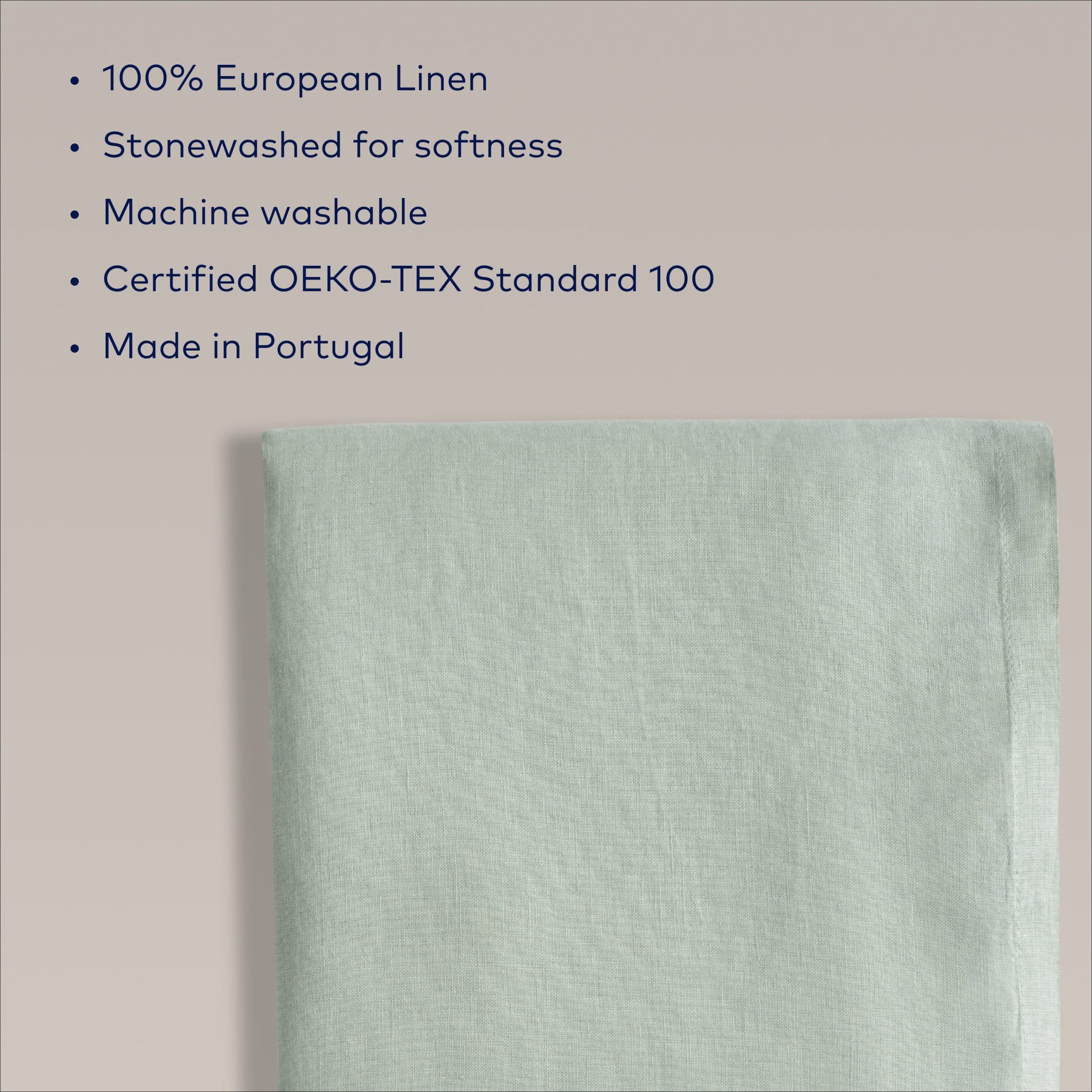 Palm Green European Linen 55 x 110 Rectangular Tablecloth - Image 3