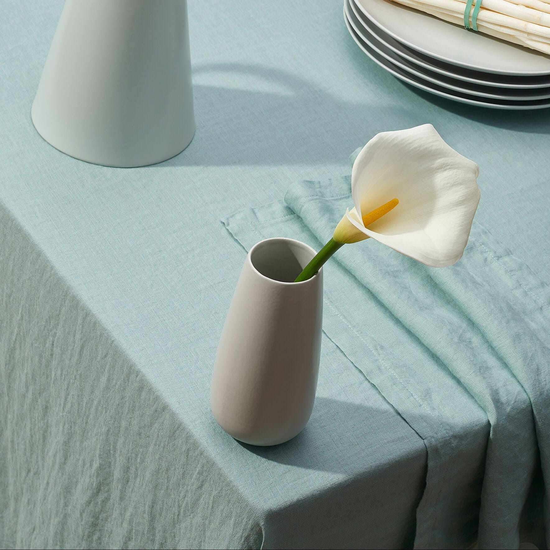 Palm Green European Linen 55 x 110 Rectangular Tablecloth - Image 2