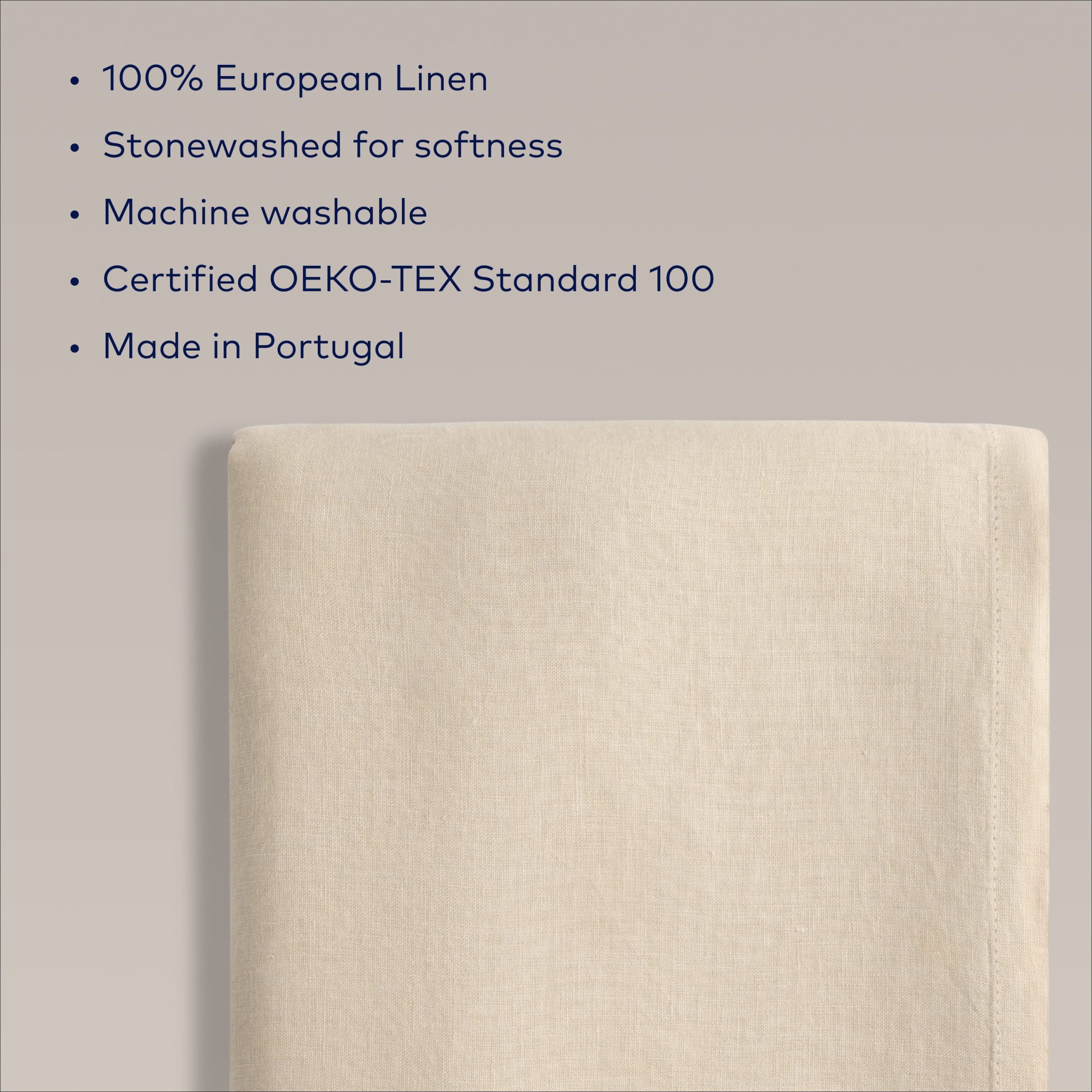Dune Beige European Linen 55 x 110 Rectangular Tablecloth - Image 4