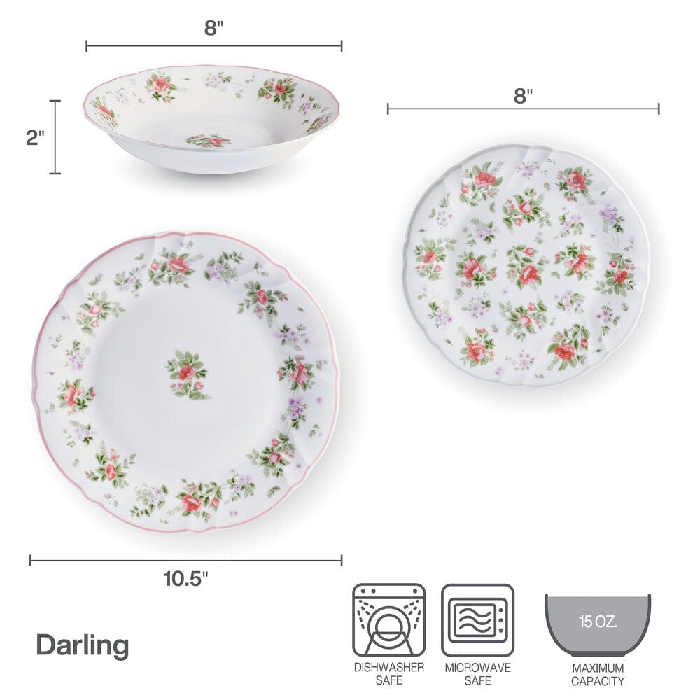 Darling 12 Piece Dinnerware Set Service for 4 - Image 3