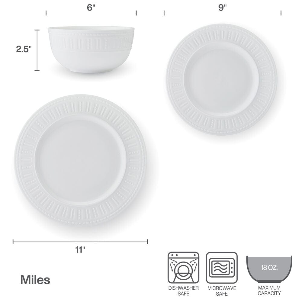 Miles 12 Piece Dinnerware Set. Service for 4 - Image 5
