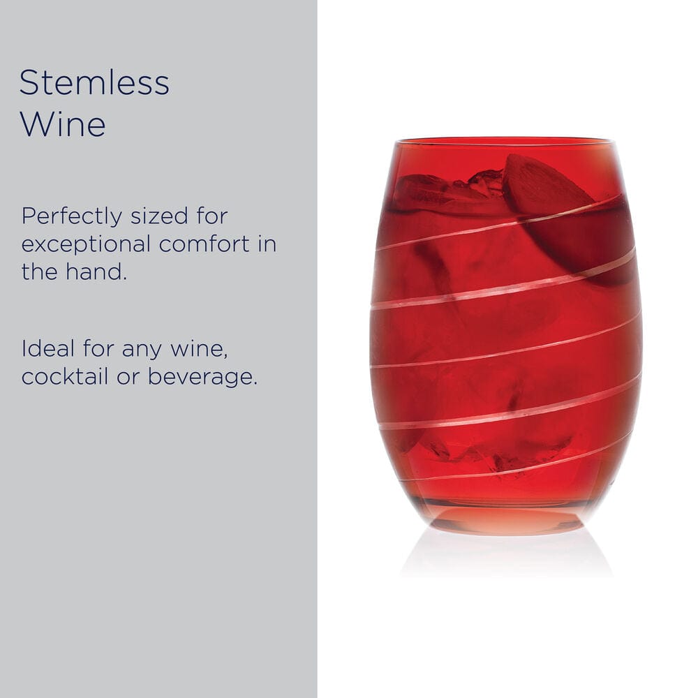 Cheers® Set of 6 Ruby Stemless Wine Glasses - Image 4