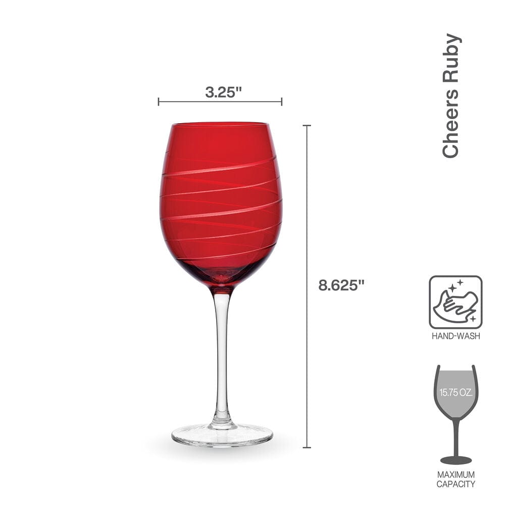 Cheers® Set of 6 Ruby Wine Glasses - Image 3