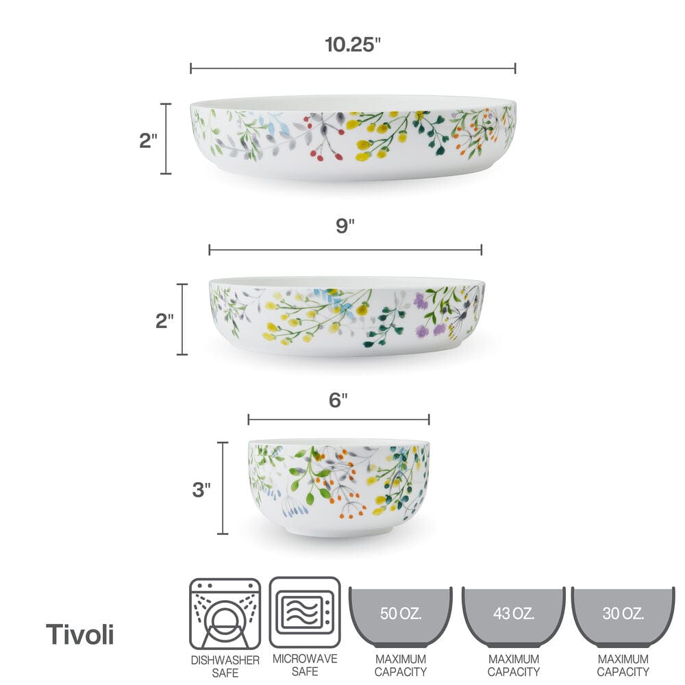 Tivoli Garden 9 Piece Dinnerware Bowl Set. Service for 3 - Image 9