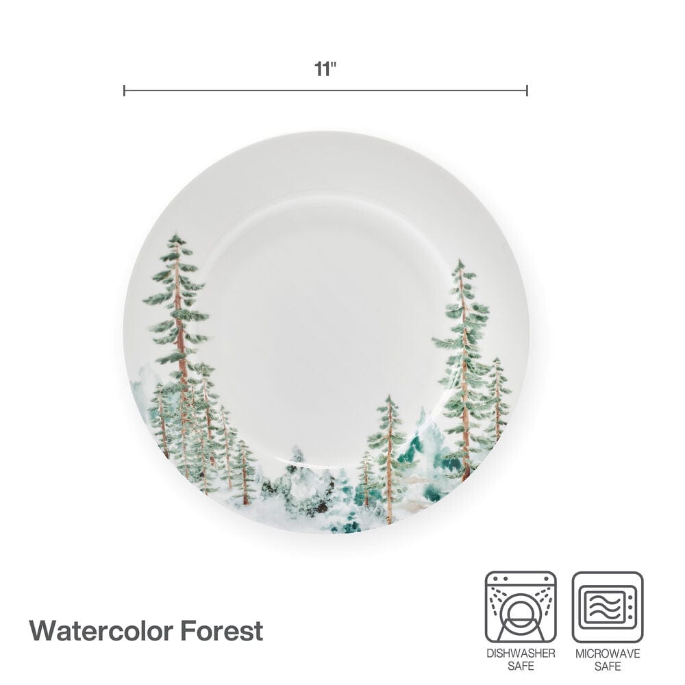 Watercolor Forest Set of 4 Dinner Plates - Image 3