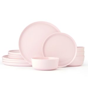 Madison Pink 12 Piece Dinnerware Set. Service for 4