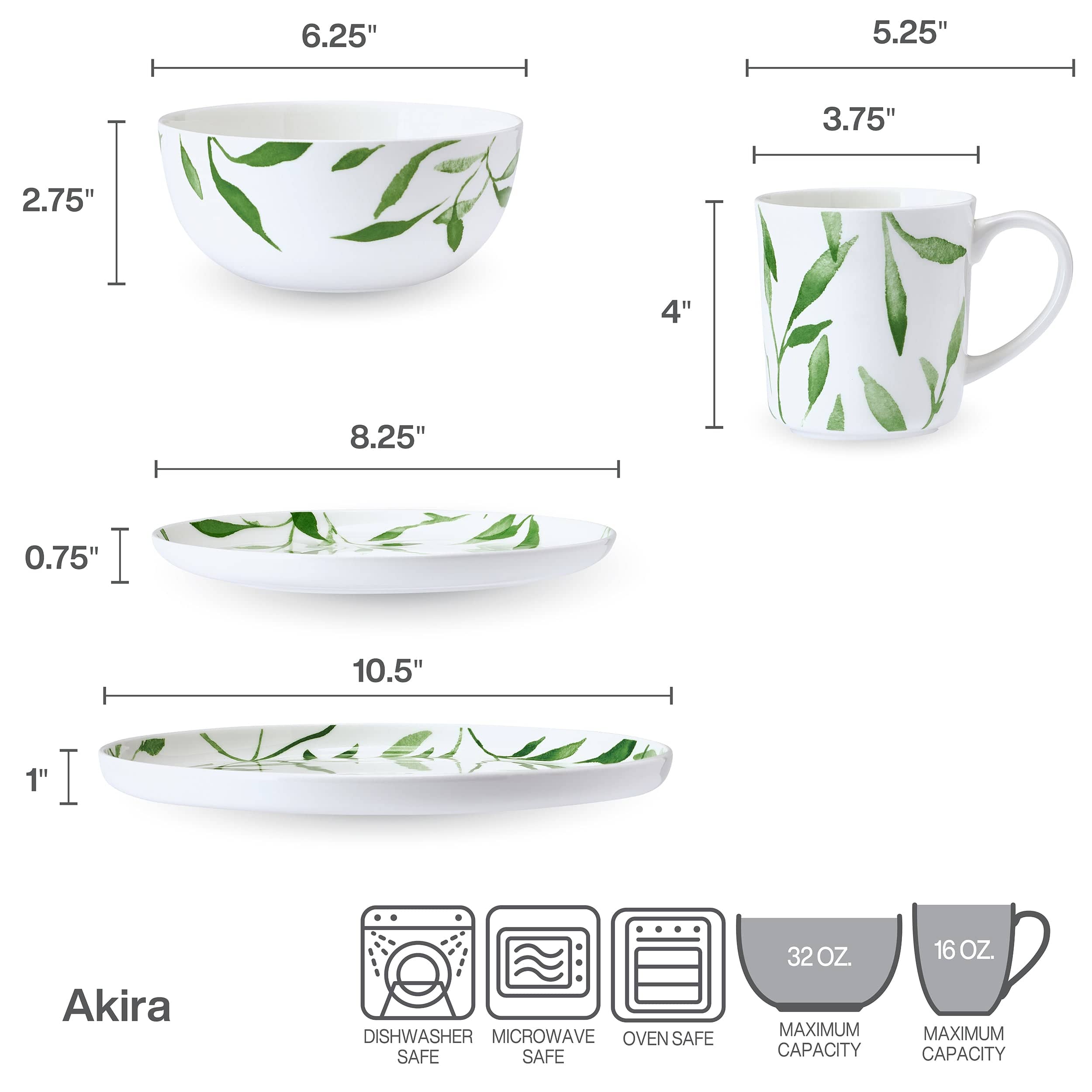 Akira Vegan Bone™ 16 Piece Dinnerware Set. Service for 4 - Image 4