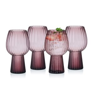 Phoebe Optic Lilac Set of 4 Goblet Beverage Glasses