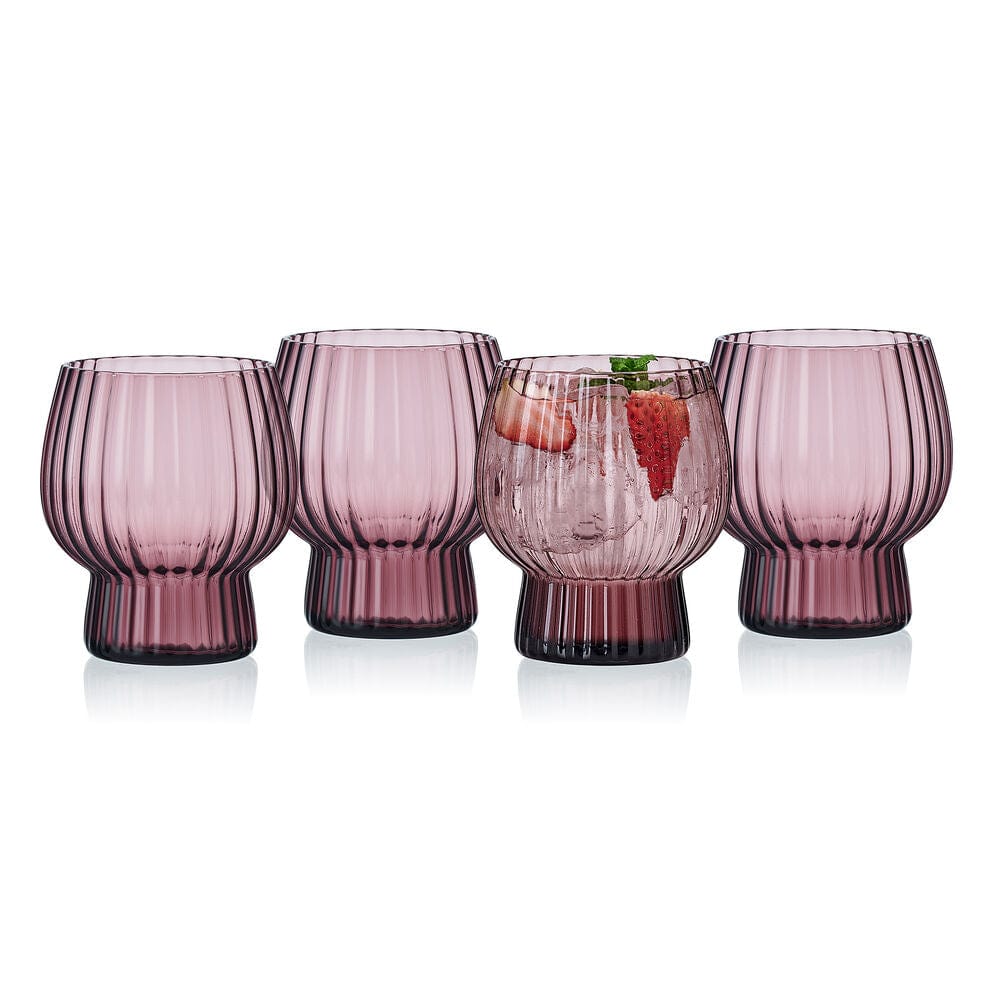 Phoebe Optic Lilac Set of 4 Double Old Fashioned Glasses