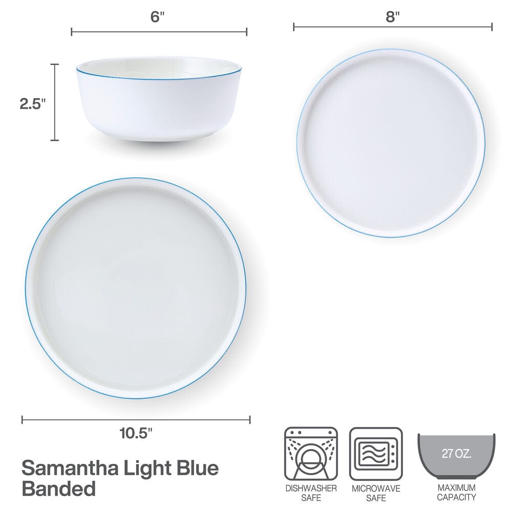 Samantha Blue Rim 12 Piece Dinnerware Set. Service for 4 - Image 5