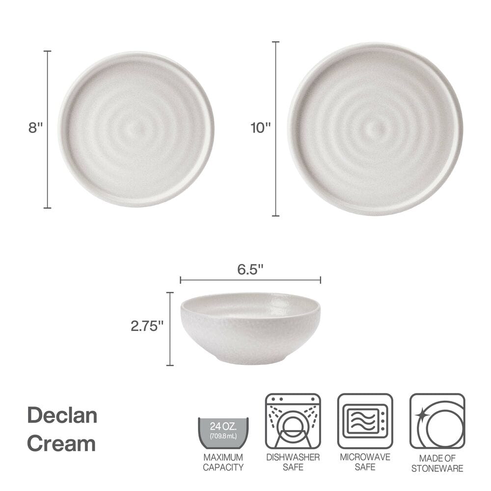 Declan Cream 12 Piece Dinnerware Set. Service for 4 - Image 3