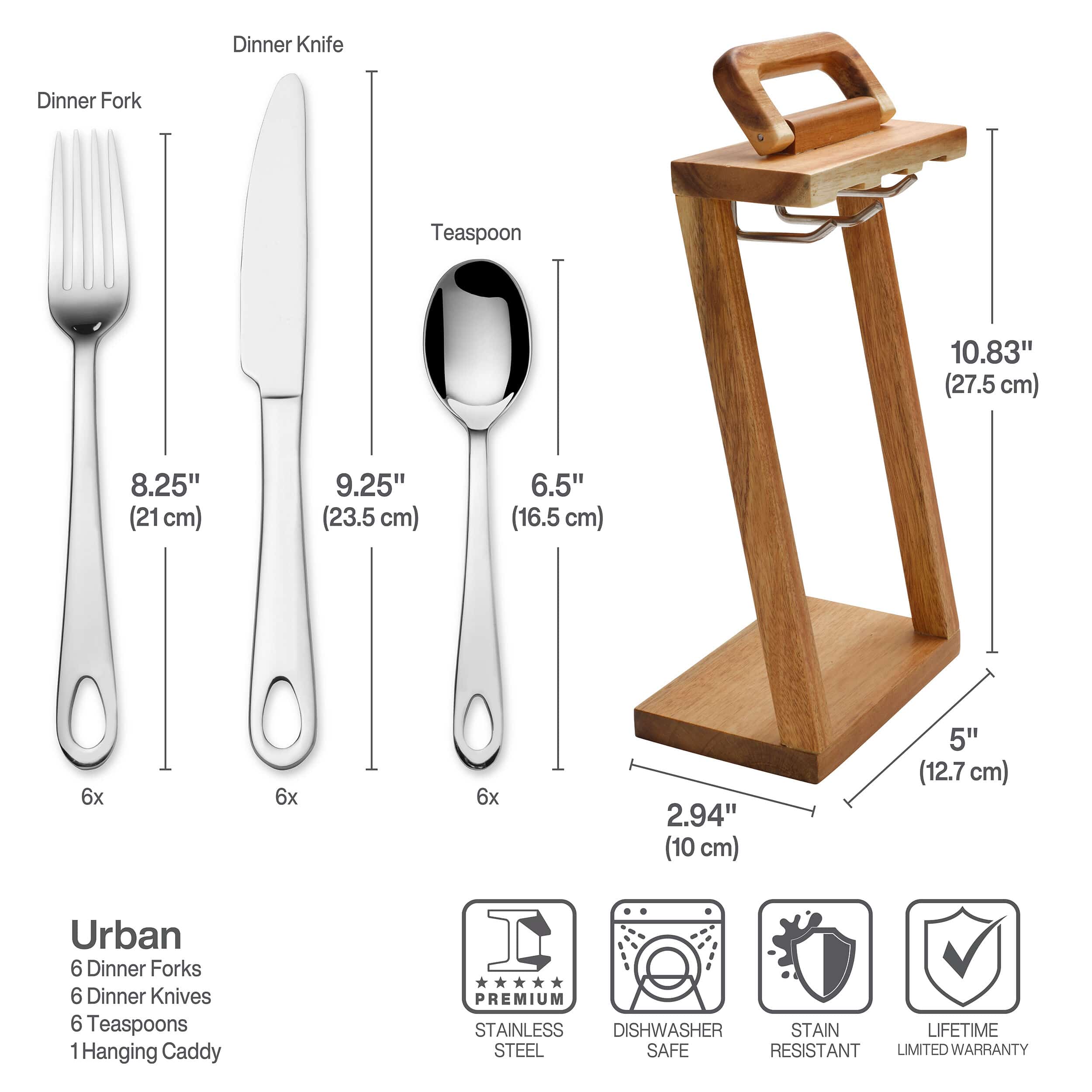 Urban 18 Piece Flatware Set with Caddy - Image 3