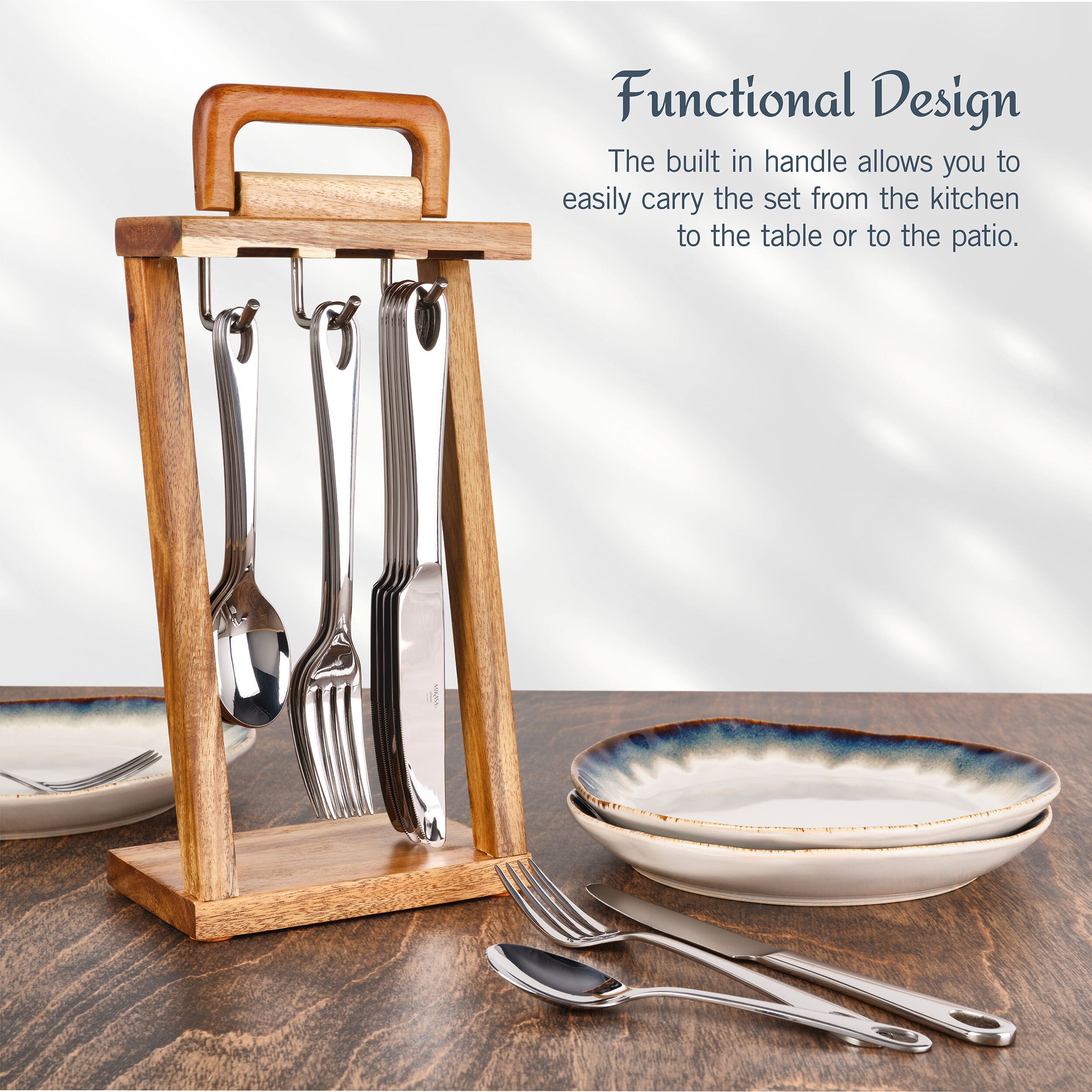 Urban 18 Piece Flatware Set with Caddy - Image 4