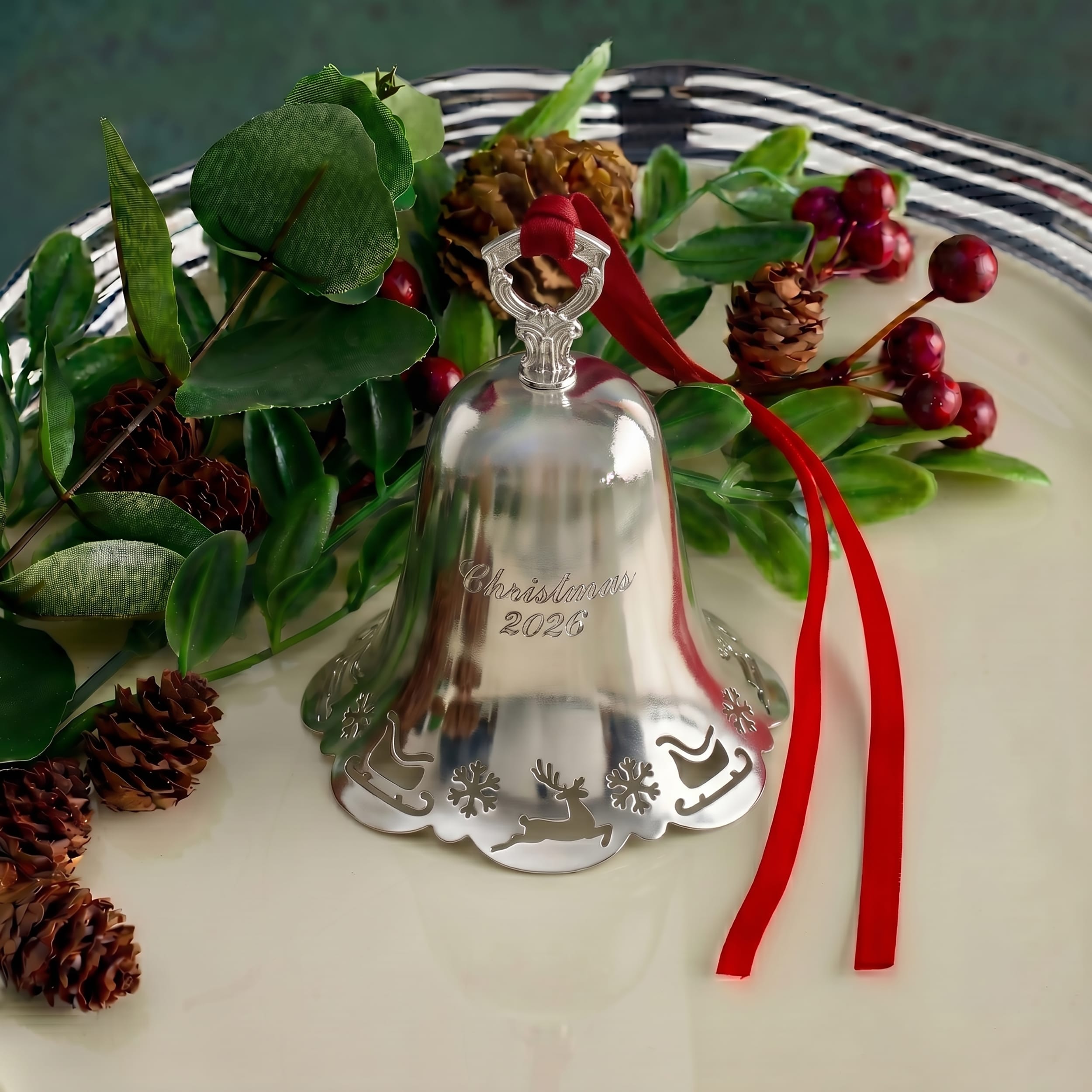 Towle 2026 Silver Plated Pierced Bell Ornament 47th Edition - Image 2