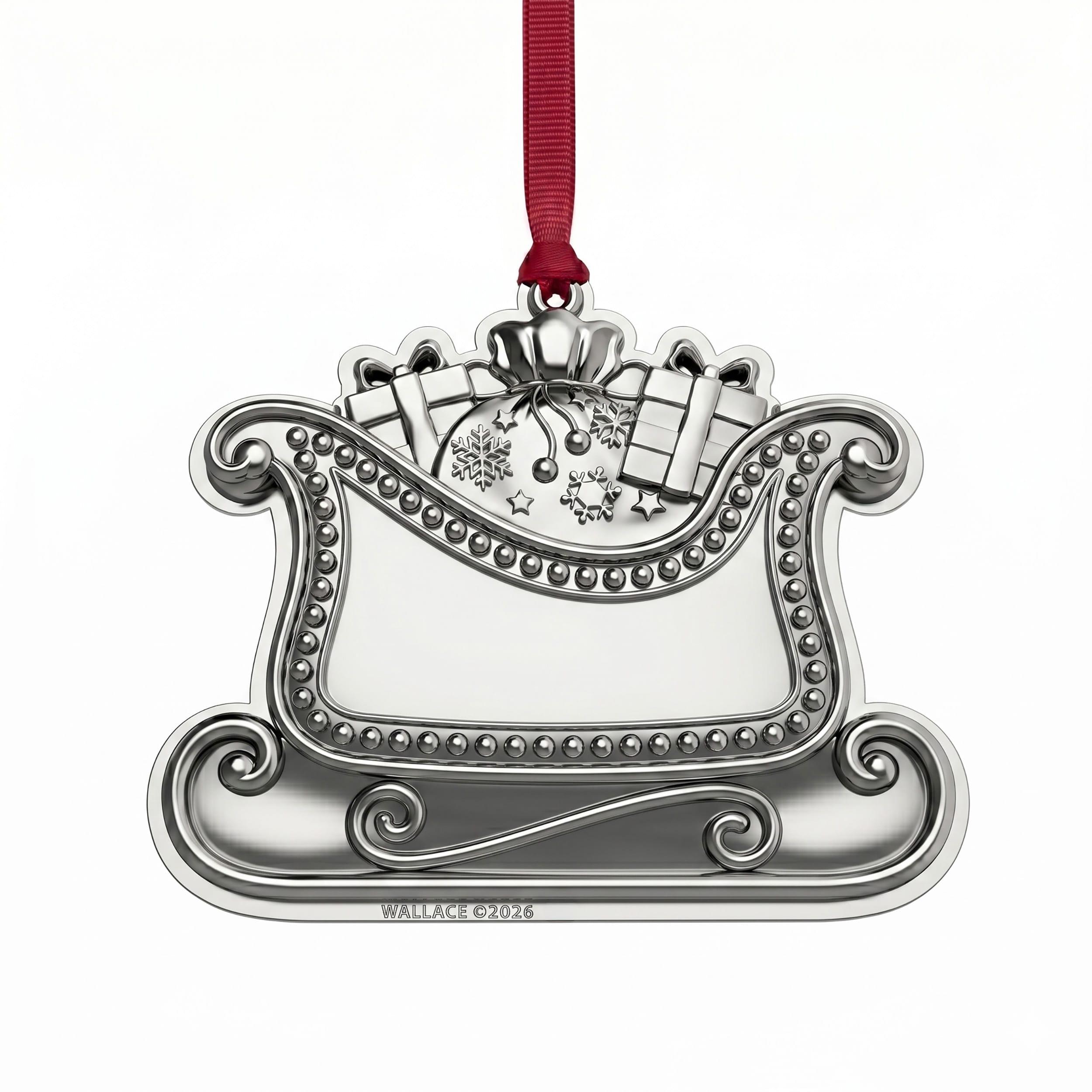 Wallace 2026 Silver Plated Engravable Sleigh Ornament 14th Edition