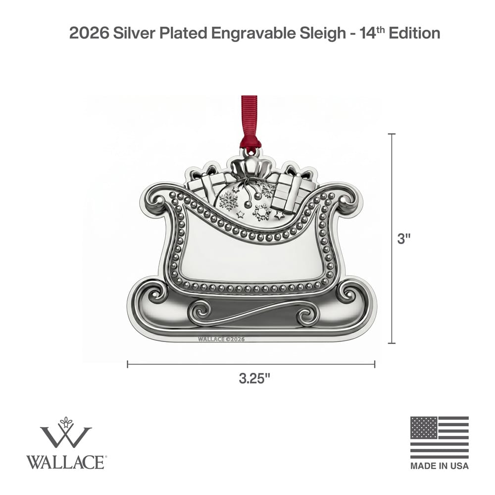 Wallace 2026 Silver Plated Engravable Sleigh Ornament 14th Edition - Image 3