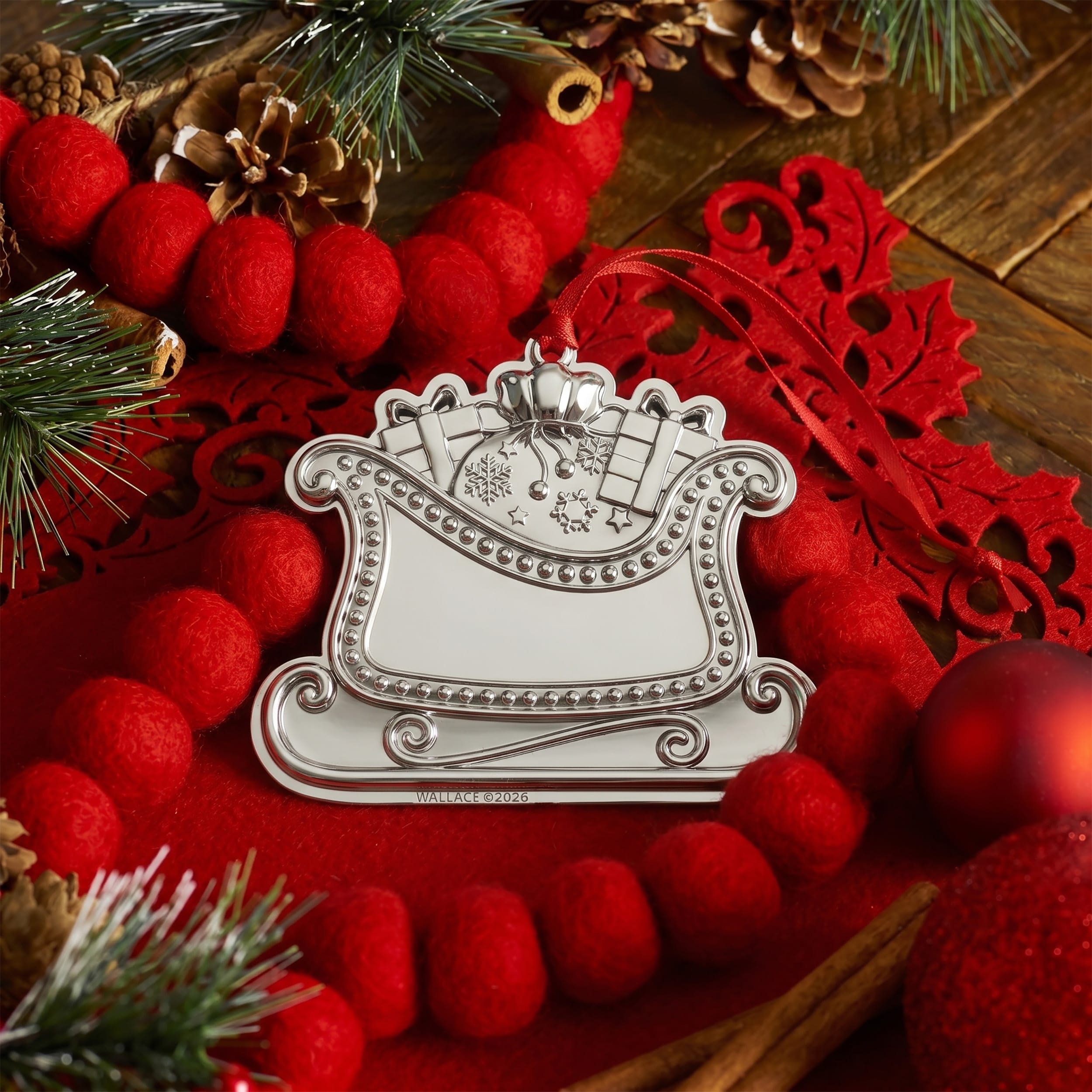 Wallace 2026 Silver Plated Engravable Sleigh Ornament 14th Edition - Image 2