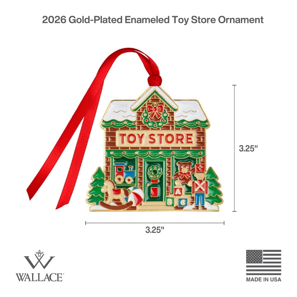 Wallace 2026 Gold Plated Enameled Christmas Village Ornament 3rd Edition - Image 3