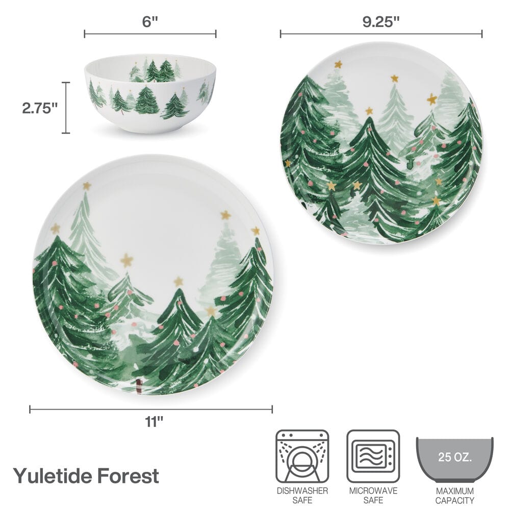 Yuletide Forest 12 Piece Dinnerware Set. Service for 4 - Image 3