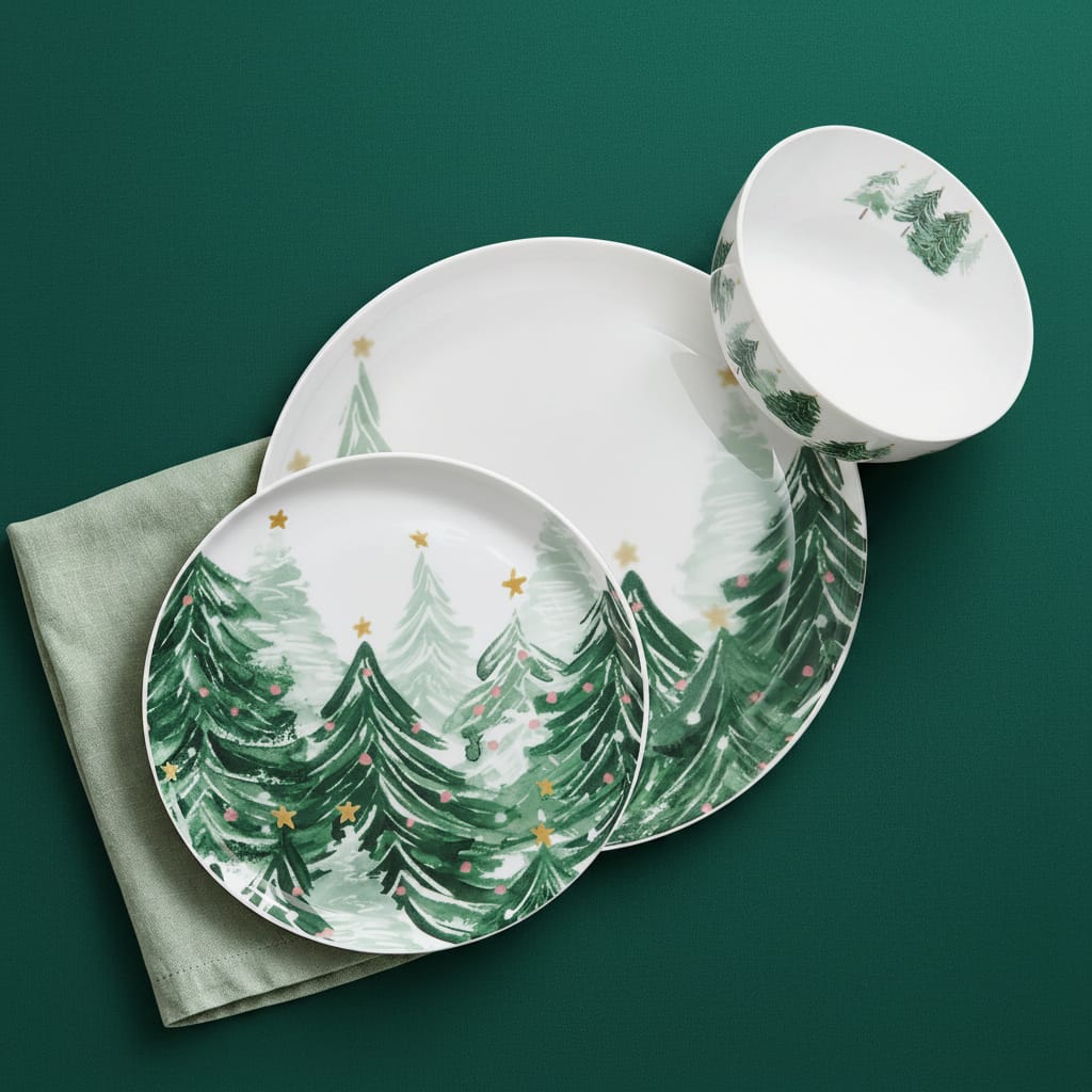 Yuletide Forest 12 Piece Dinnerware Set. Service for 4 - Image 2