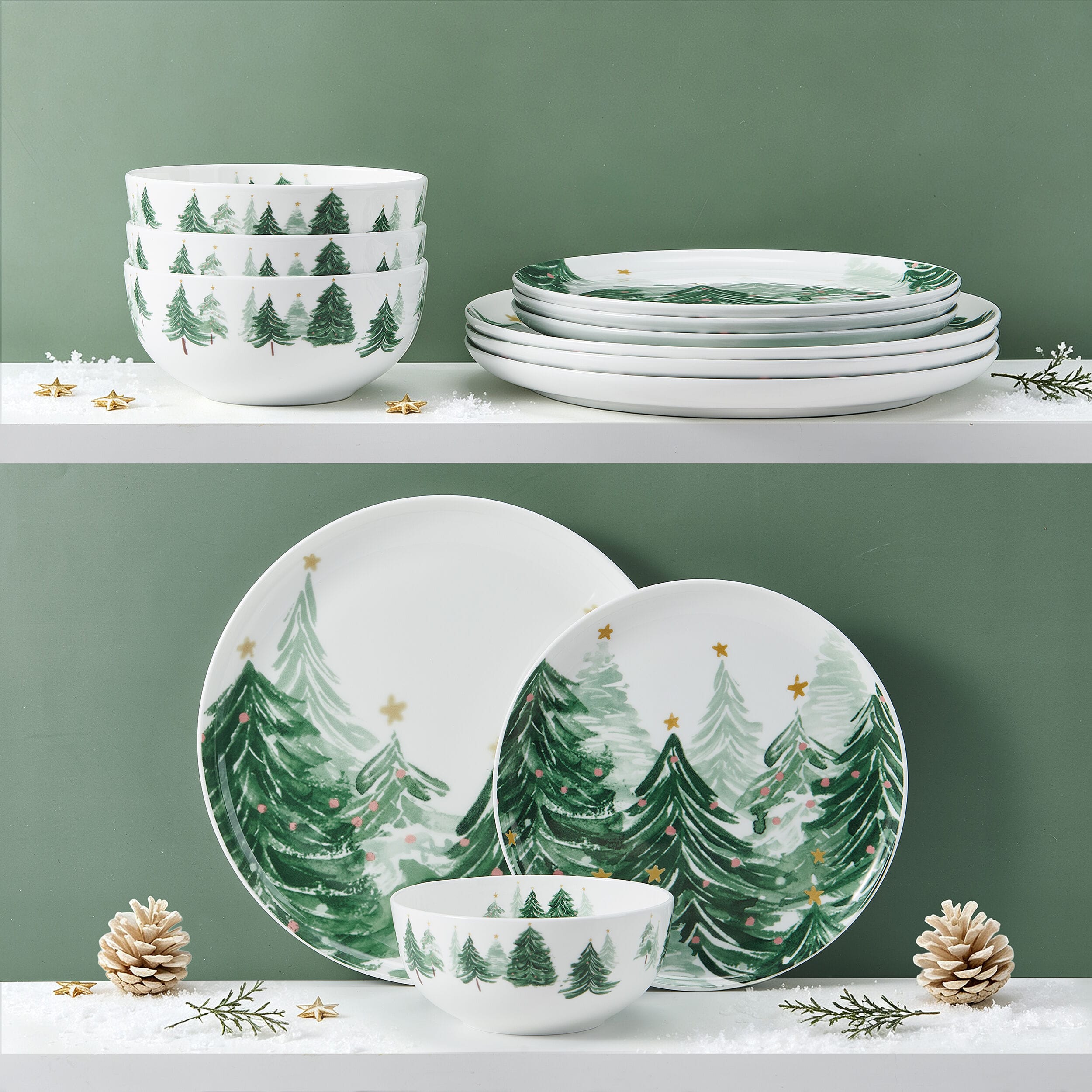 Yuletide Forest 12 Piece Dinnerware Set. Service for 4 - Image 4
