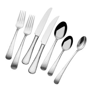 Hammered Opulent 112 Piece Flatware Set. Service for 12