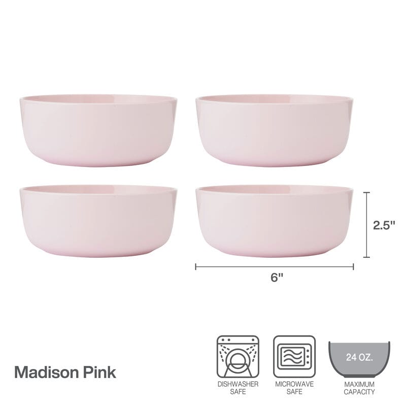 Madison Pink Set of 4 Soup Cereal Bowls - Image 3