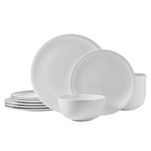 Embossed Rope 12 Piece Dinnerware Set. Service for 4