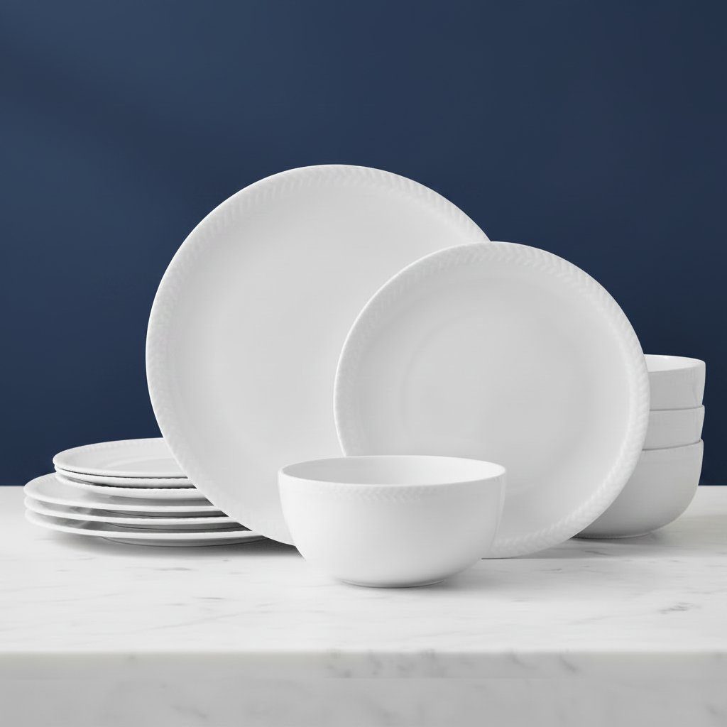 Embossed Rope 12 Piece Dinnerware Set. Service for 4 - Image 2