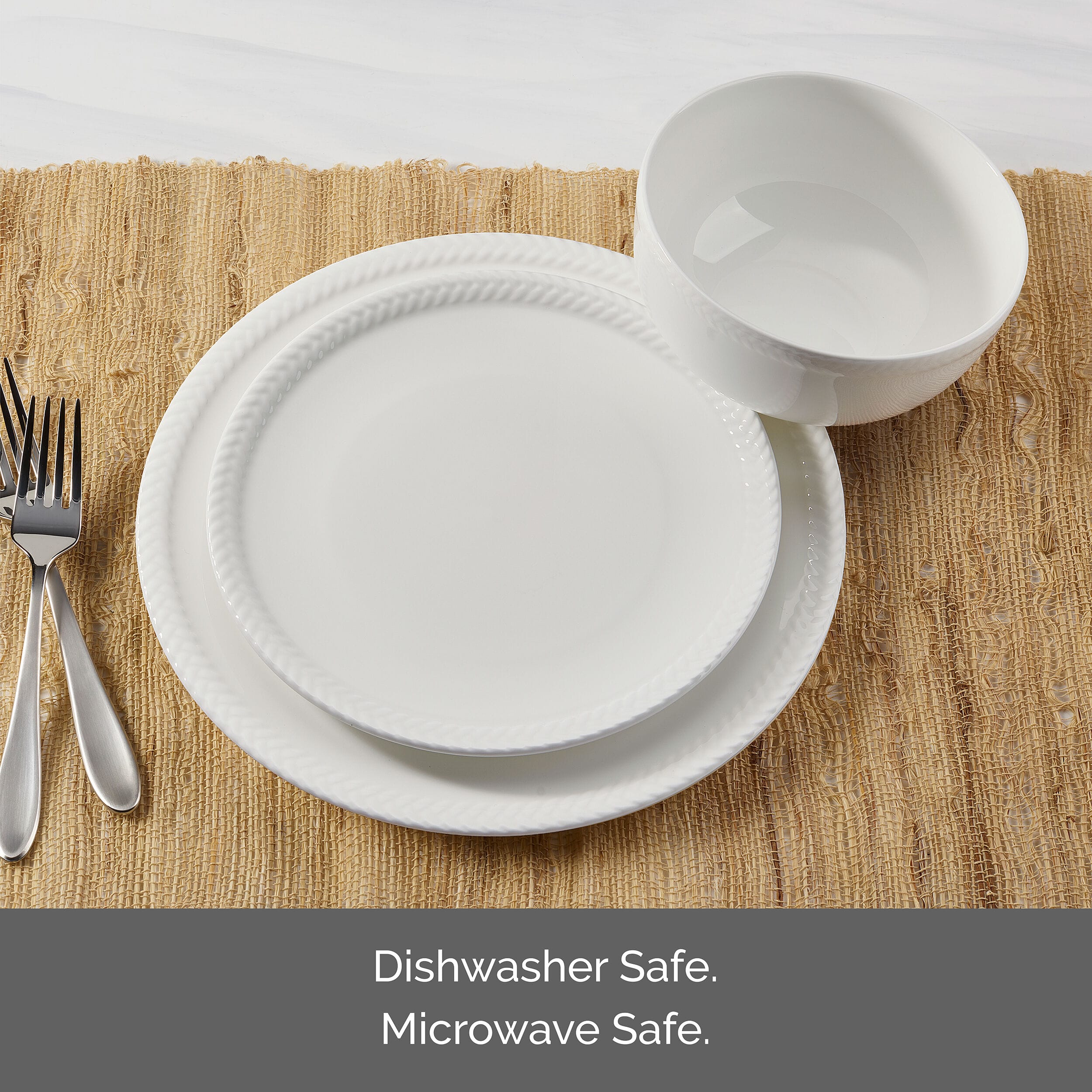 Embossed Rope 12 Piece Dinnerware Set. Service for 4 - Image 8