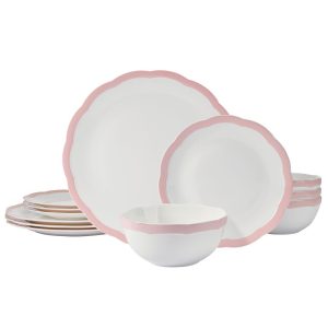 Seraphine Pink 12 Piece Dinnerware Set.Service for 4