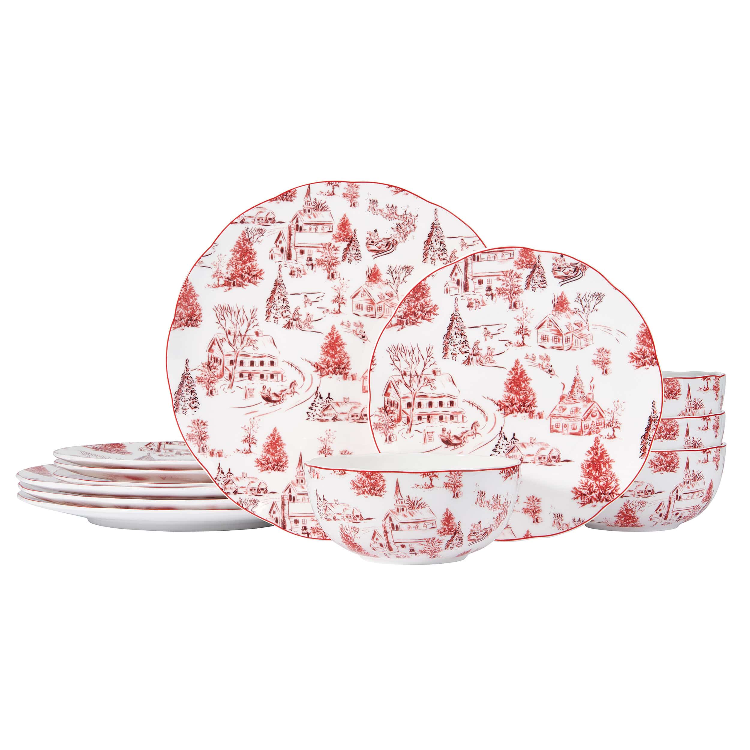 Holiday Village Dinnerware Set. Service for 4
