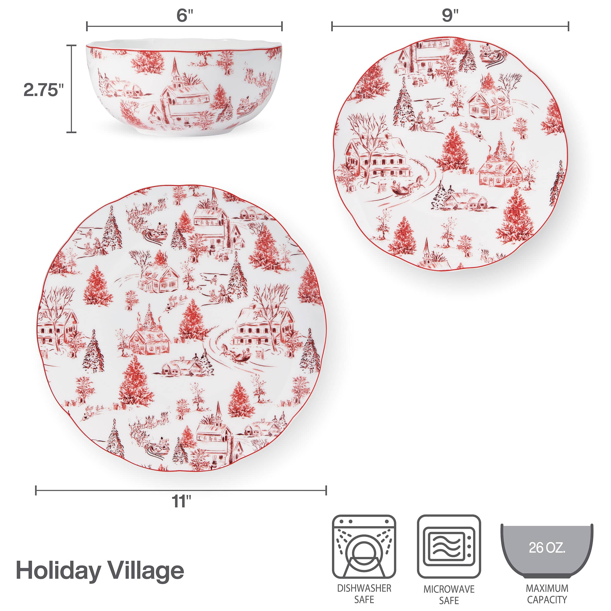 Holiday Village Dinnerware Set. Service for 4 - Image 3