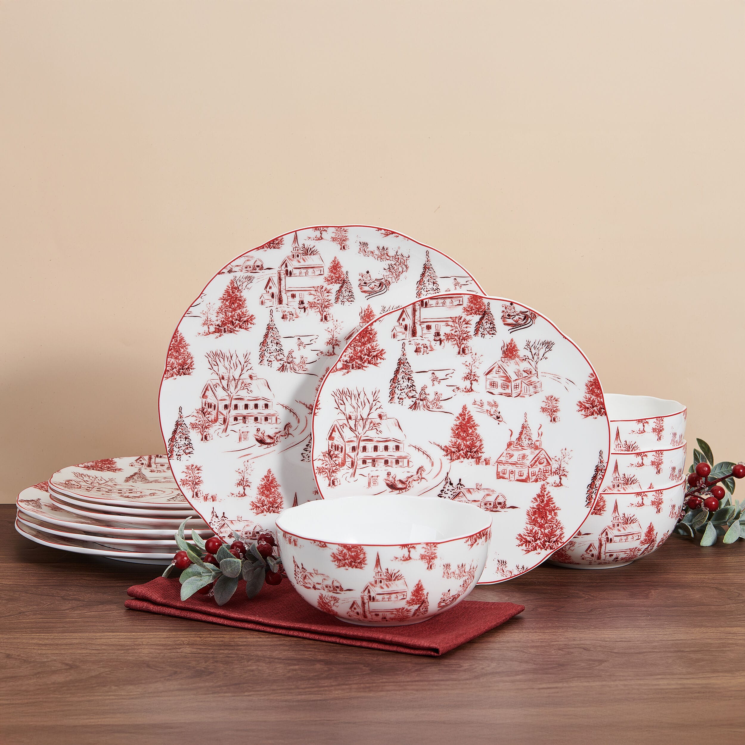 Holiday Village Dinnerware Set. Service for 4 - Image 2