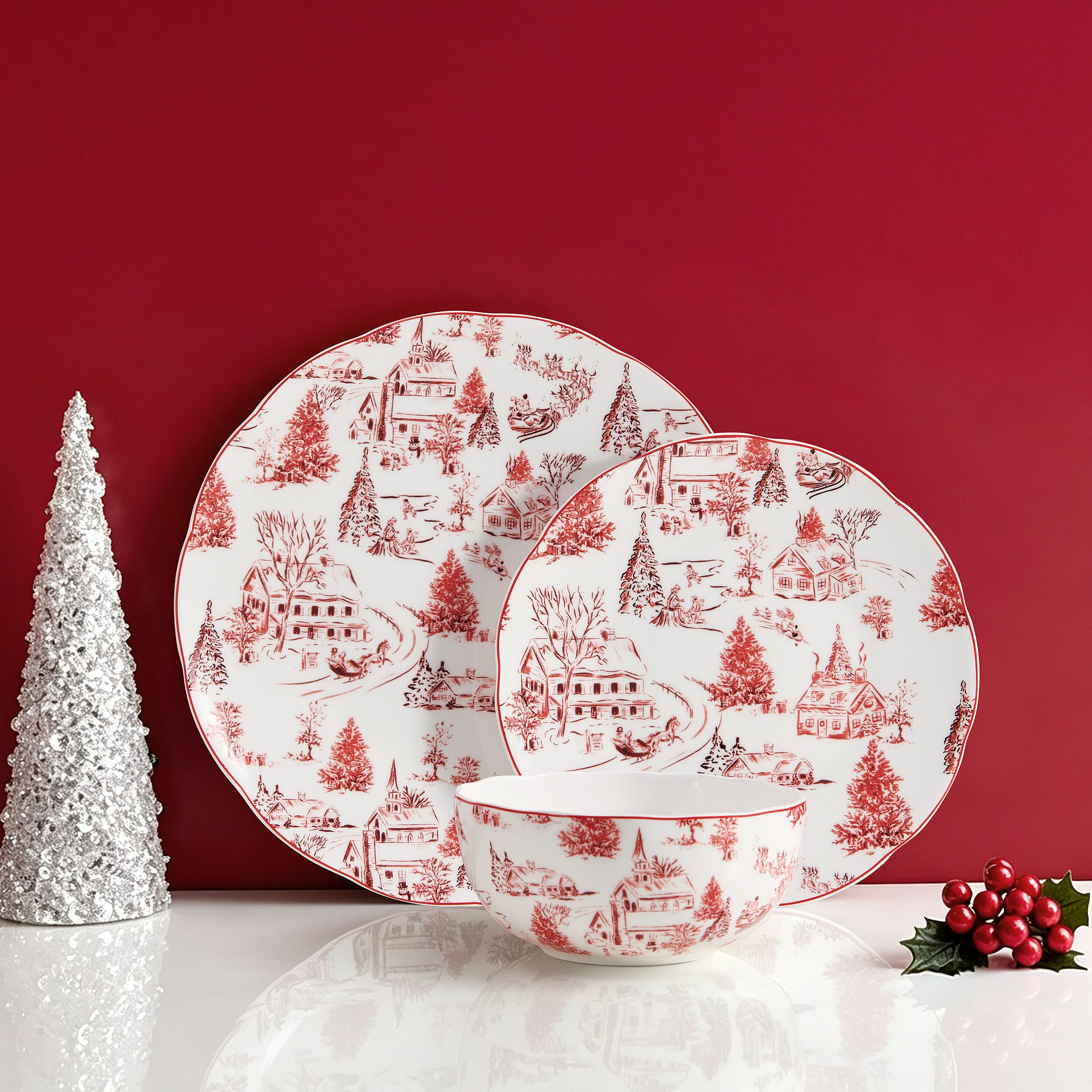 Holiday Village Dinnerware Set. Service for 4 - Image 4