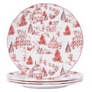 Holiday Village Set of 4 Dinner Plates