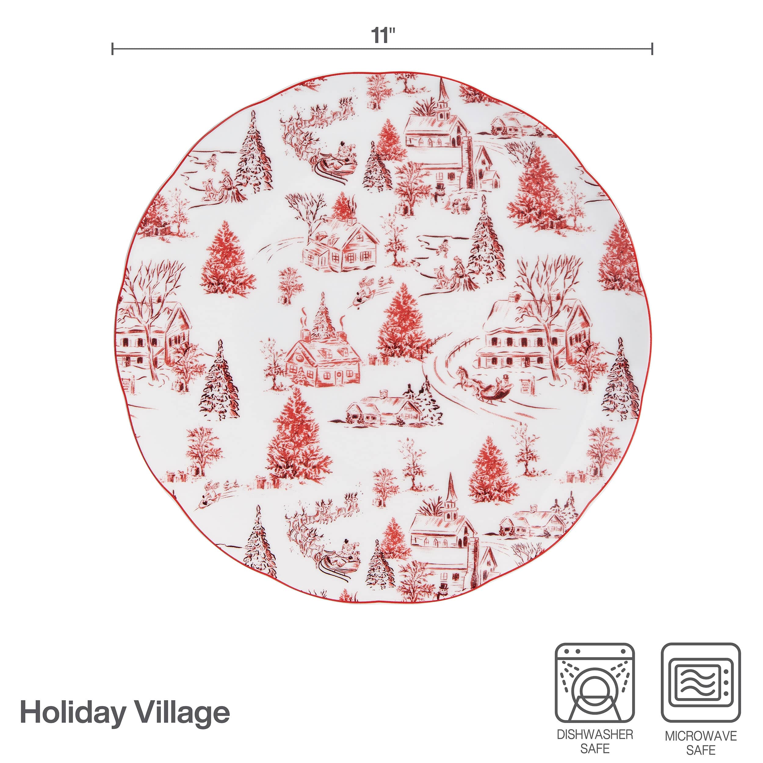 Holiday Village Set of 4 Dinner Plates - Image 3