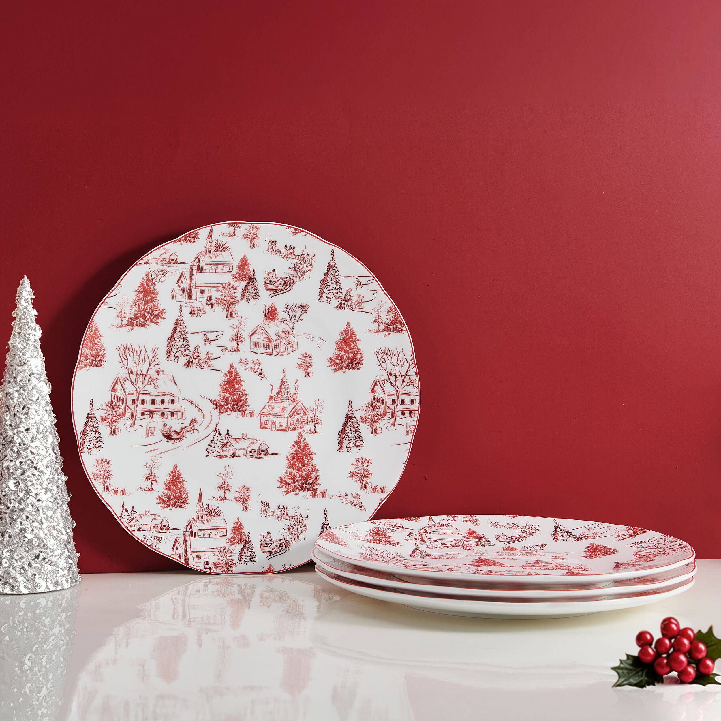 Holiday Village Set of 4 Dinner Plates - Image 2