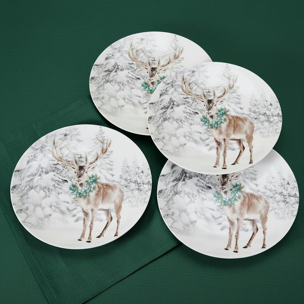 Woodsy Winter Set of 4 Salad Plates - Image 5