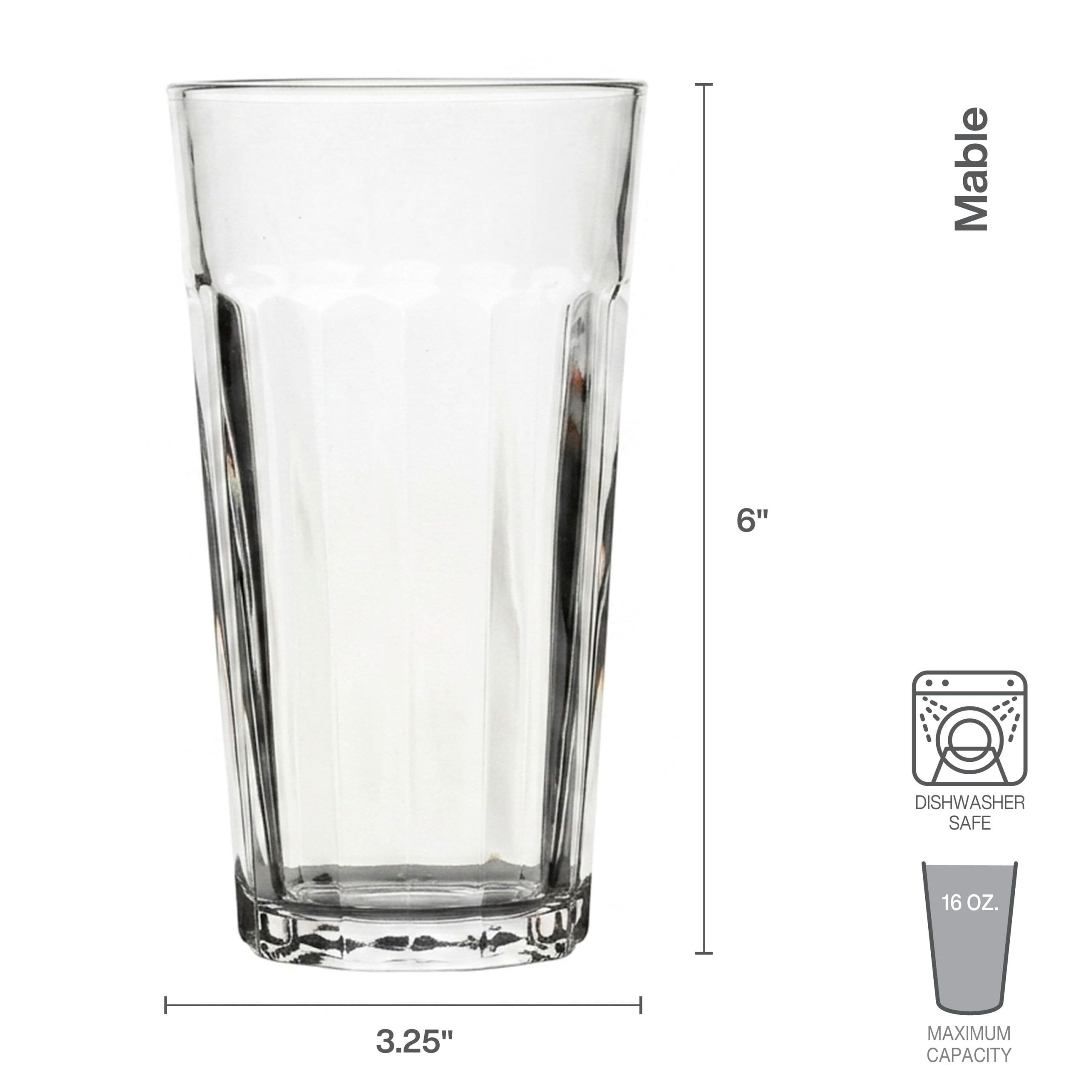 Mable Set of 6 Highball Tumbler Glasses. 16oz. - Image 3