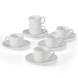 Set of 6 Espresso Cups and Saucers