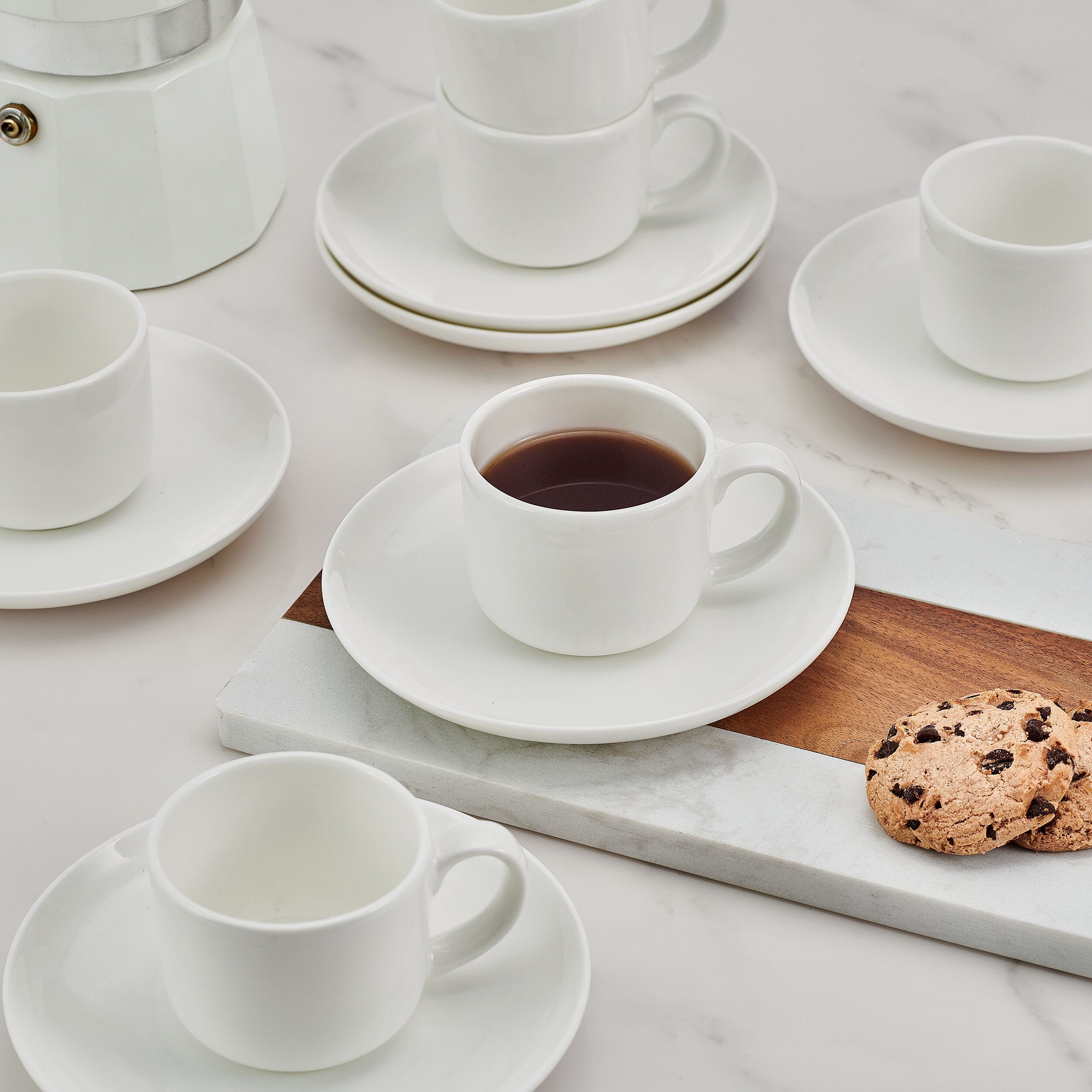 Set of 6 Espresso Cups and Saucers - Image 2