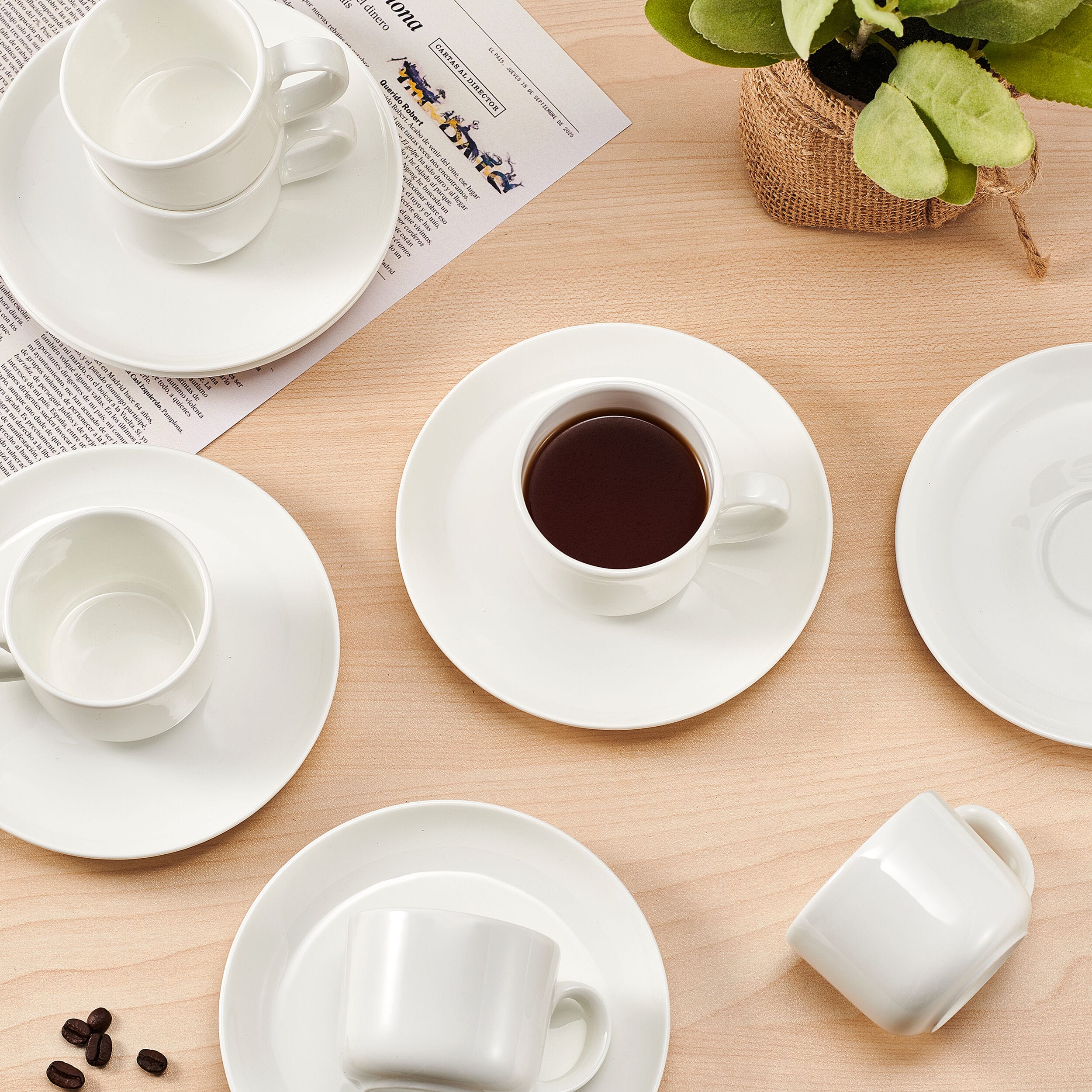 Set of 6 Espresso Cups and Saucers - Image 5