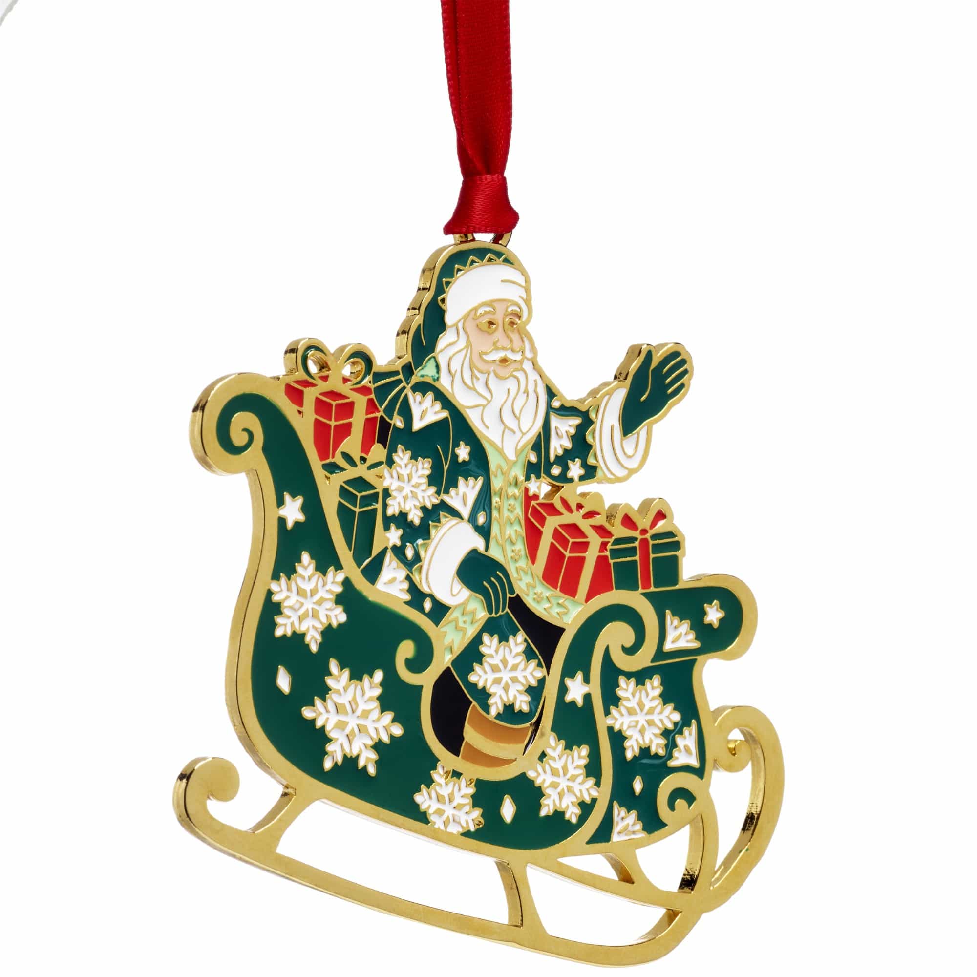 Fitz & Floyd 2026 Gold Plated Enameled Santa Ornament - Image 6