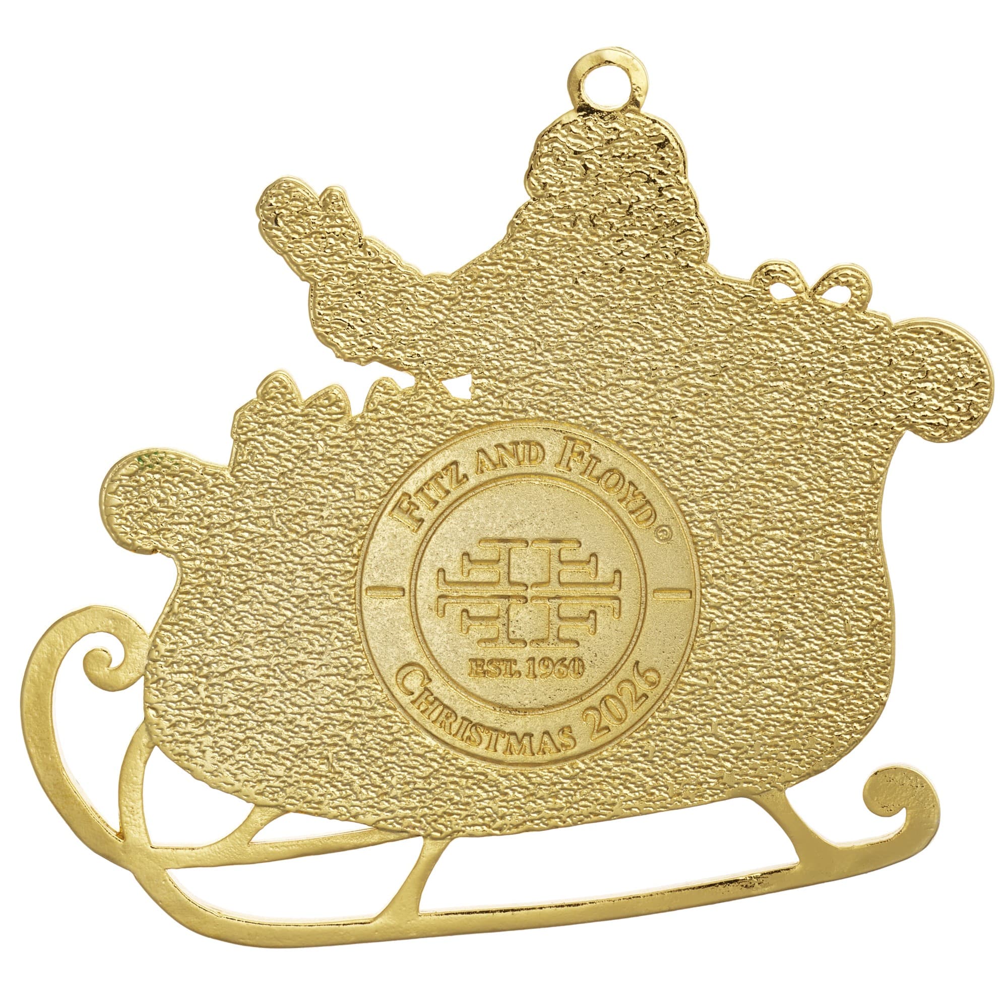 Fitz & Floyd 2026 Gold Plated Enameled Santa Ornament - Image 4